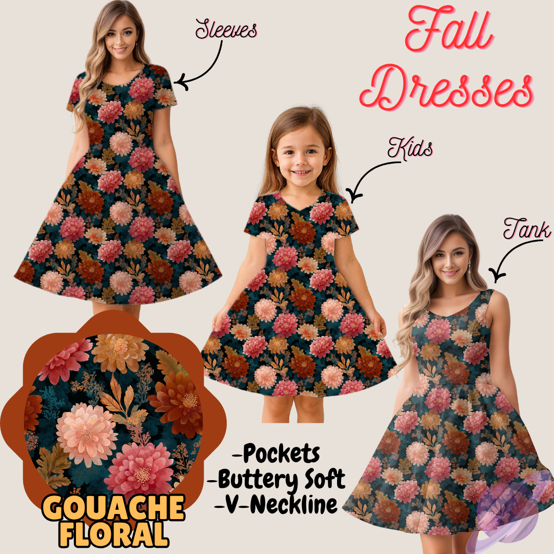 GOUACHE FLORAL- FALL DRESS PREORDER- CLOSING 9/12