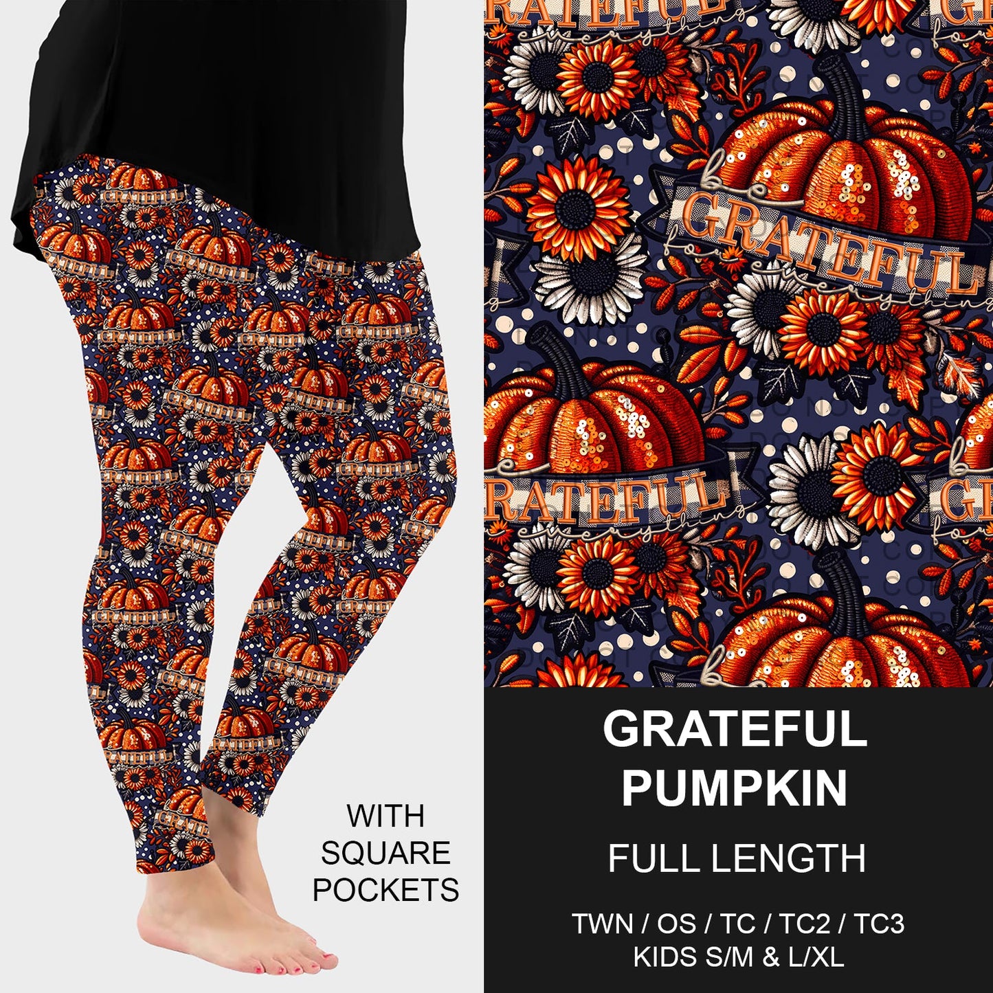 B250 - Preorder Grateful Pumpkin Leggings w/ Pockets (Closes 9/07. ETA early Nov.)