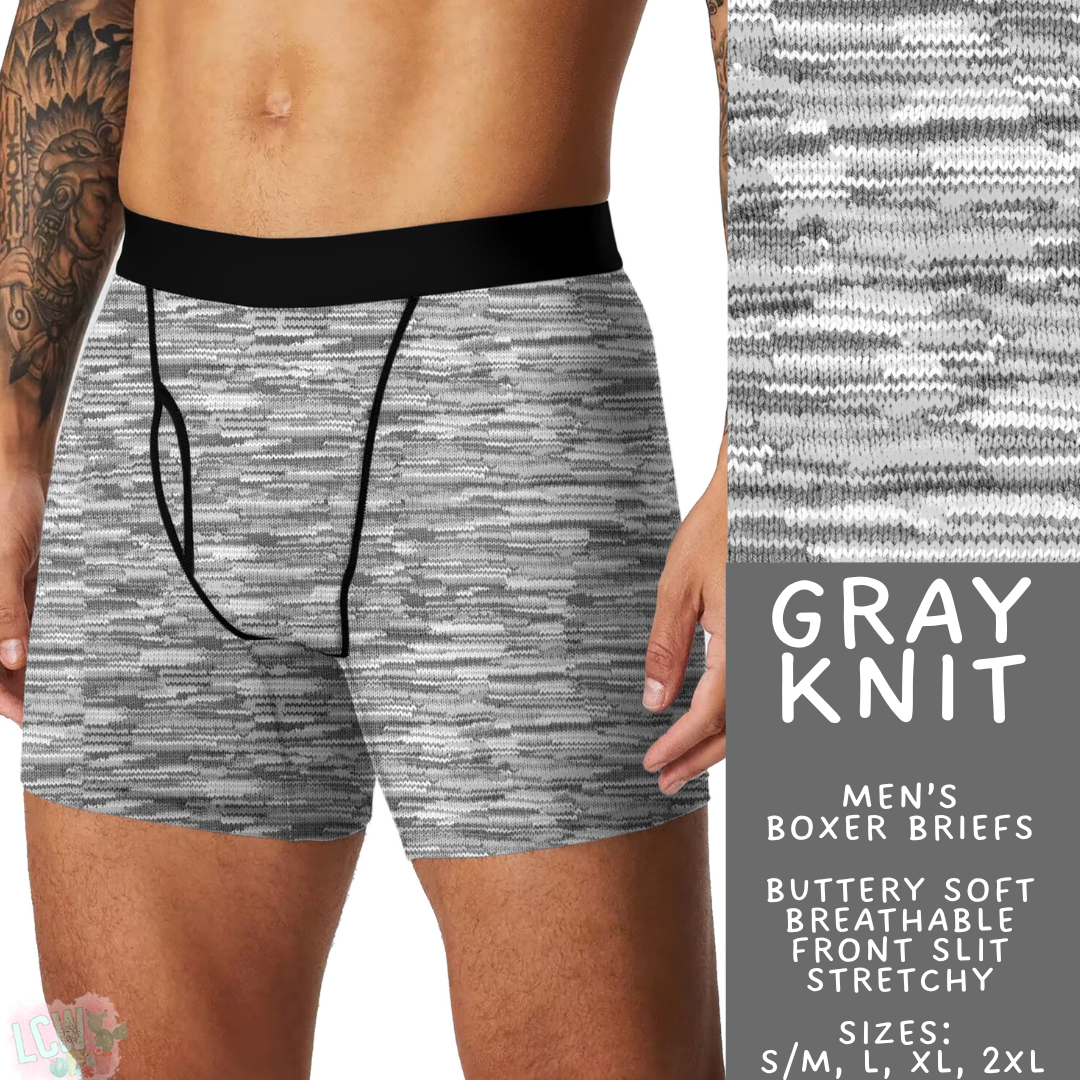 Ready to Ship Gray Knit Men's Boxer Briefs - Large