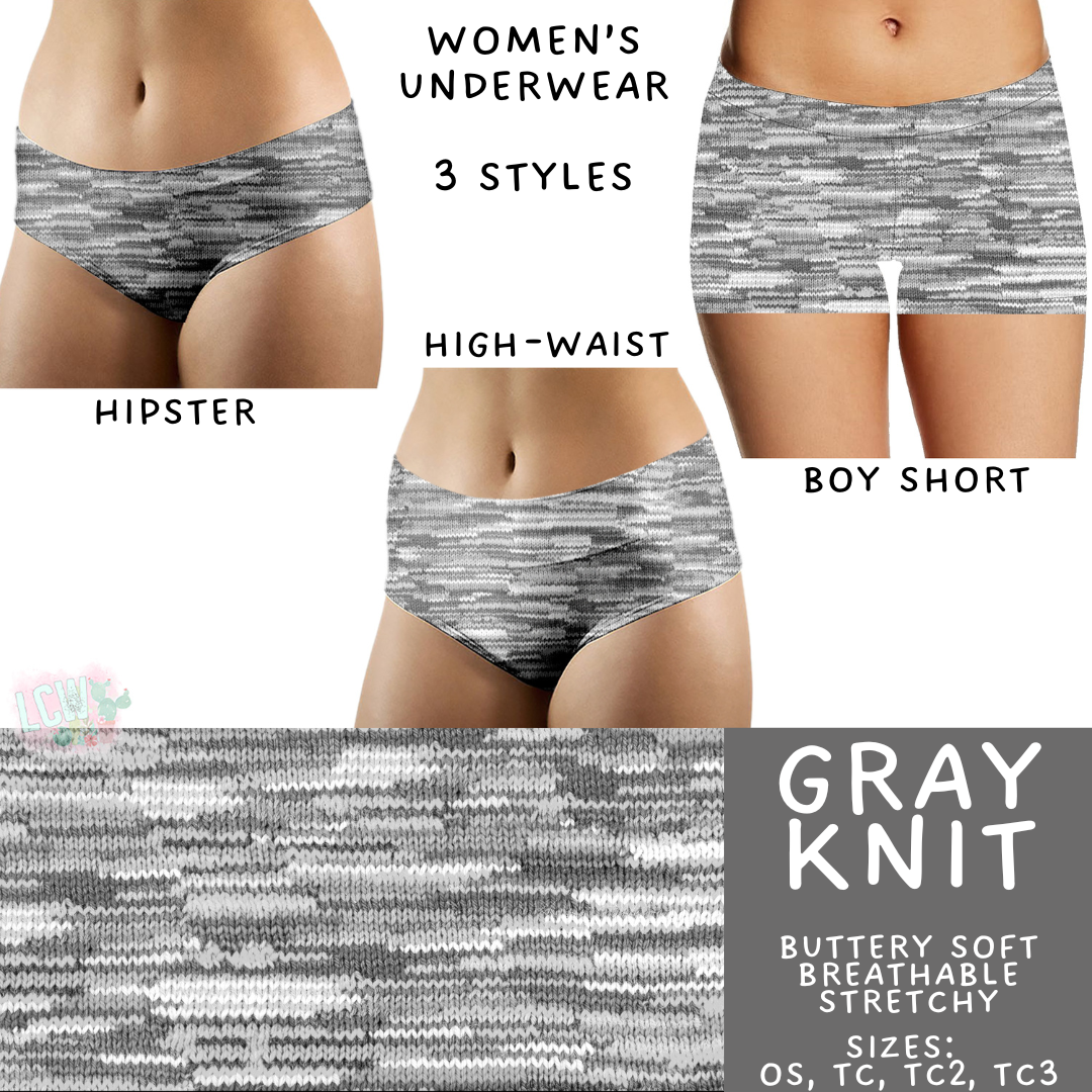 Ready to Ship Gray Knit Women's Underwear - OS & TC2 High Waist, OS Hipster