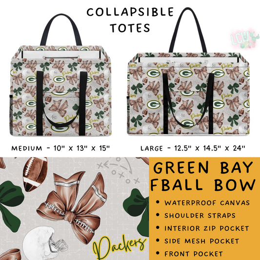 Ready To Ship - Green Bay Bow Collapsible Tote