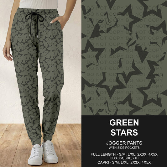 B296 - Preorder Green Stars Joggers (Closes 6/21. ETA: late Aug.)