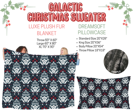 Preorder! Closes 9/3. ETA Dec. Galactic Christmas Sweater Luxe Plush Fur Blanket and/or DreamSoft Pillowcase