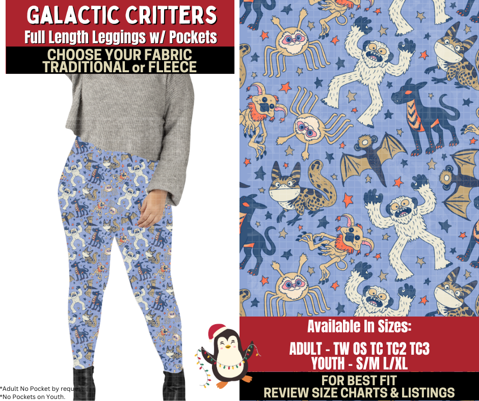 Preorder! Closes 9/4. ETA Dec. Galactic Critters Leggings Choose Fleece or Traditional