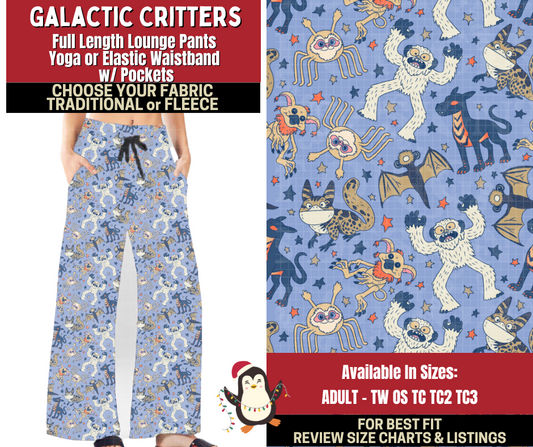 Preorder! Closes 9/4. ETA Dec. Galactic Critters Lounge Pants Choose Fleece or Traditional