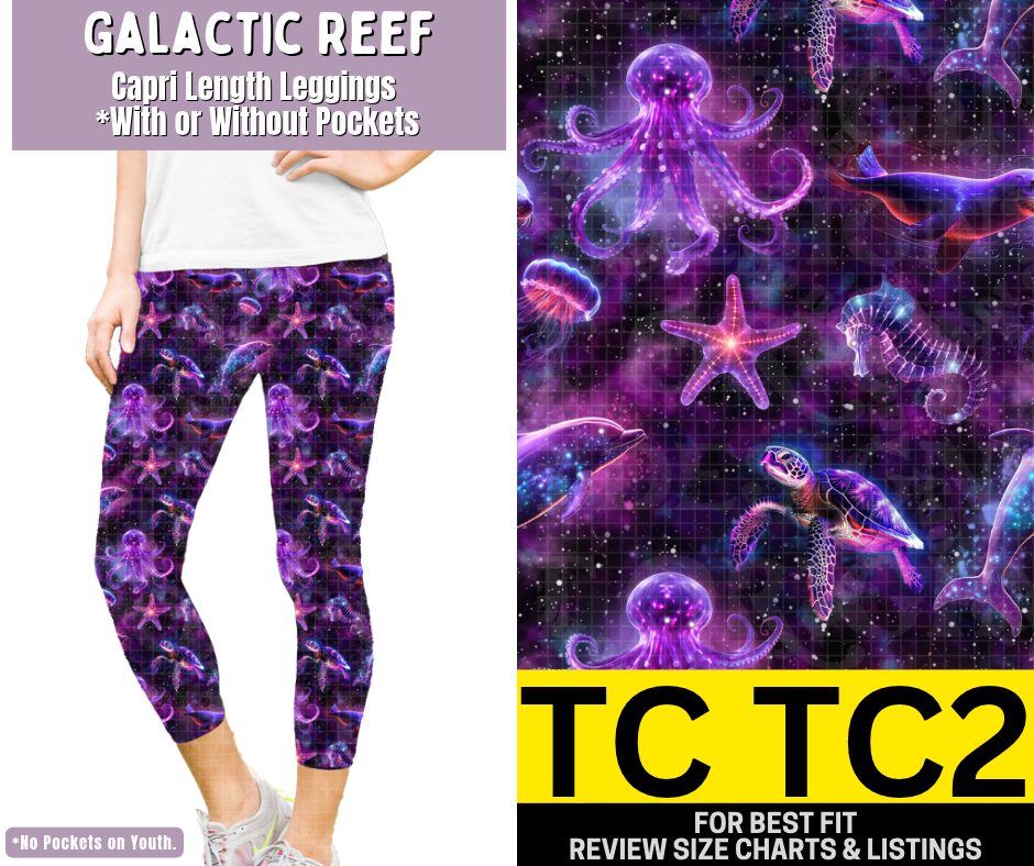 Galactic Reef Capri Length Leggings w/ Pockets