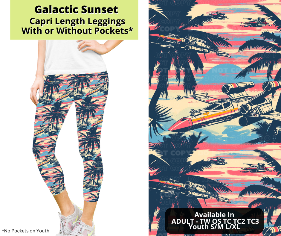 Preorder! Closes 3/24. ETA June. Galactic Sunset Capri Leggings w/wo Pockets