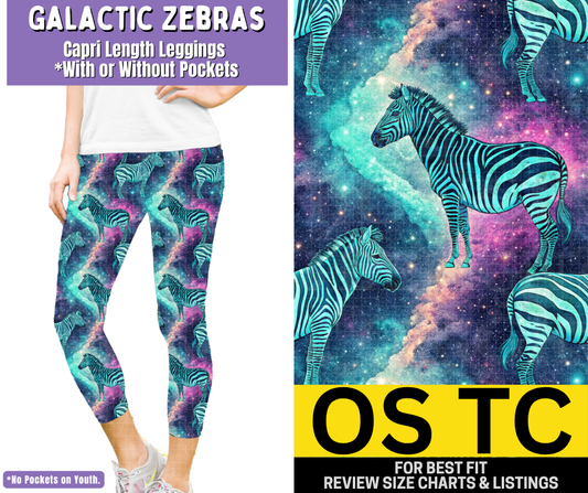 Galactic Zebras Capri Length Leggings w/ Pockets