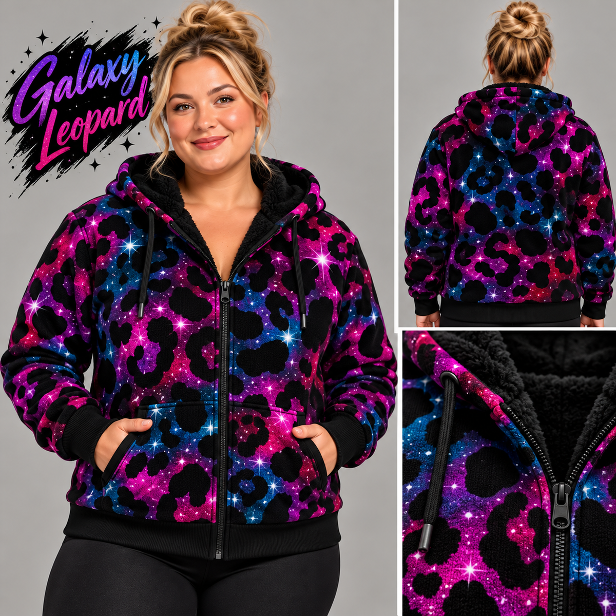 Galaxy Leopard-FLEECE LINED HOODED JACKET-PREORDER CLOSING 11/9