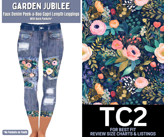 Garden Jubilee Capri Faux Denim Peekaboo