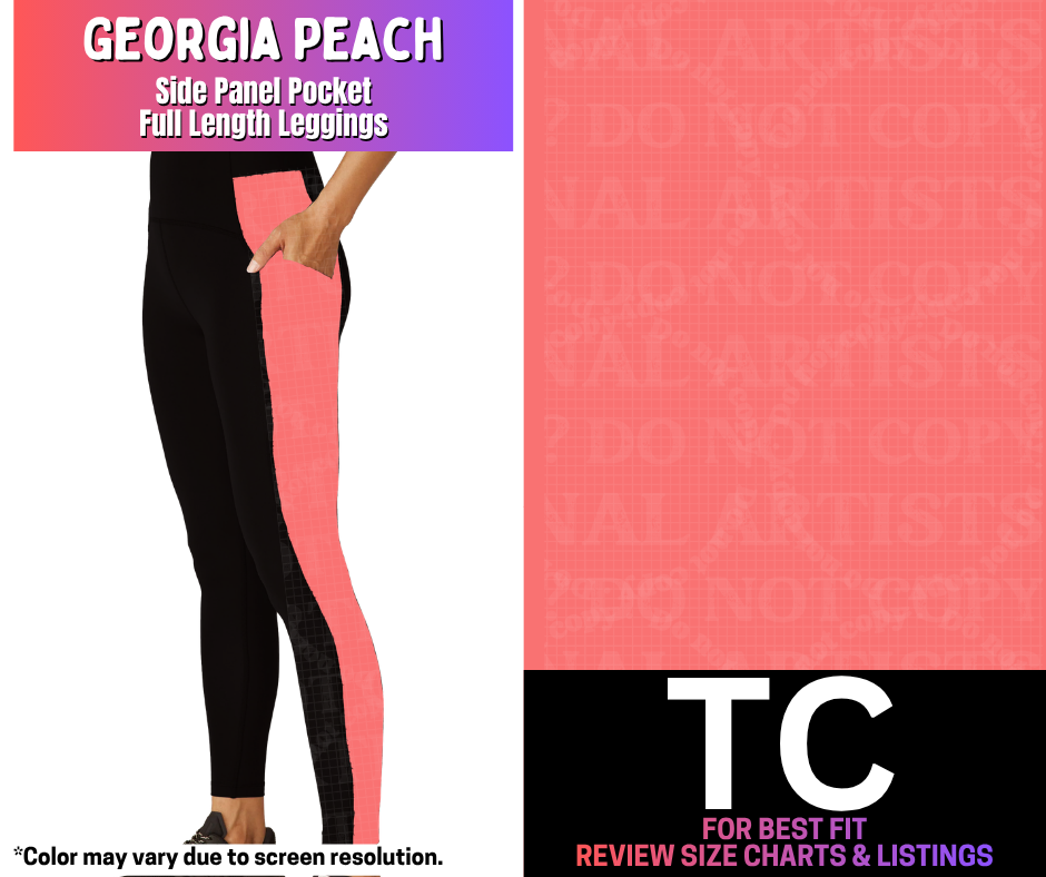 Georgia Peach Side Panel Pocket Full Length Leggings