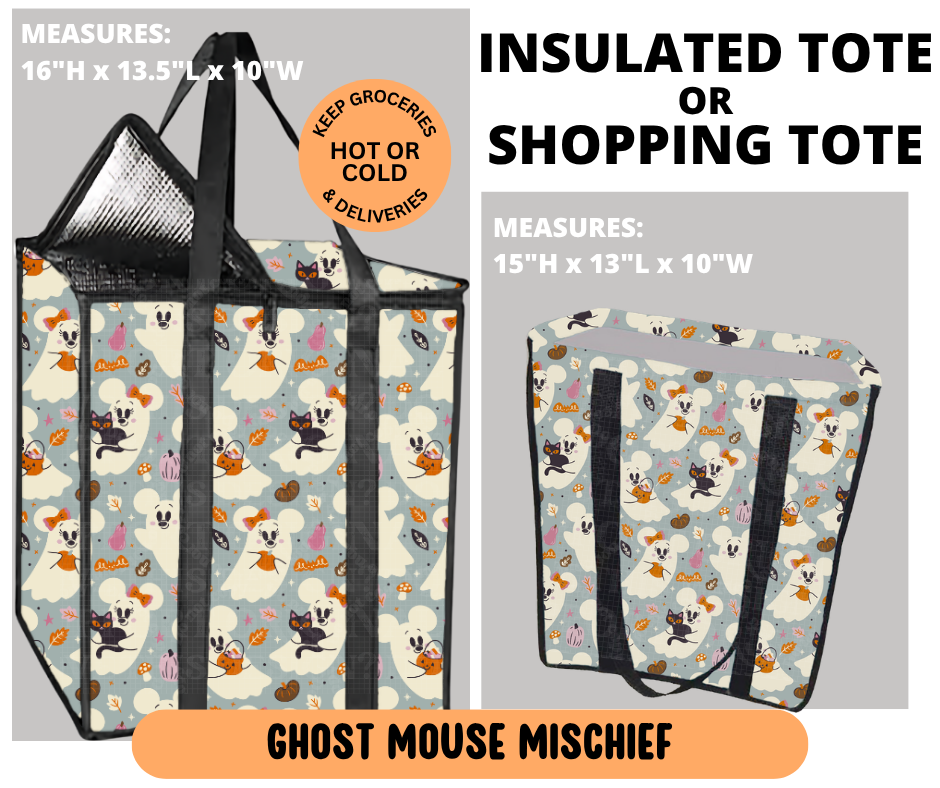 Preorder! Closes 6/29. ETA Sept. Ghost Mouse Mischief Shopping & Insulated Tote