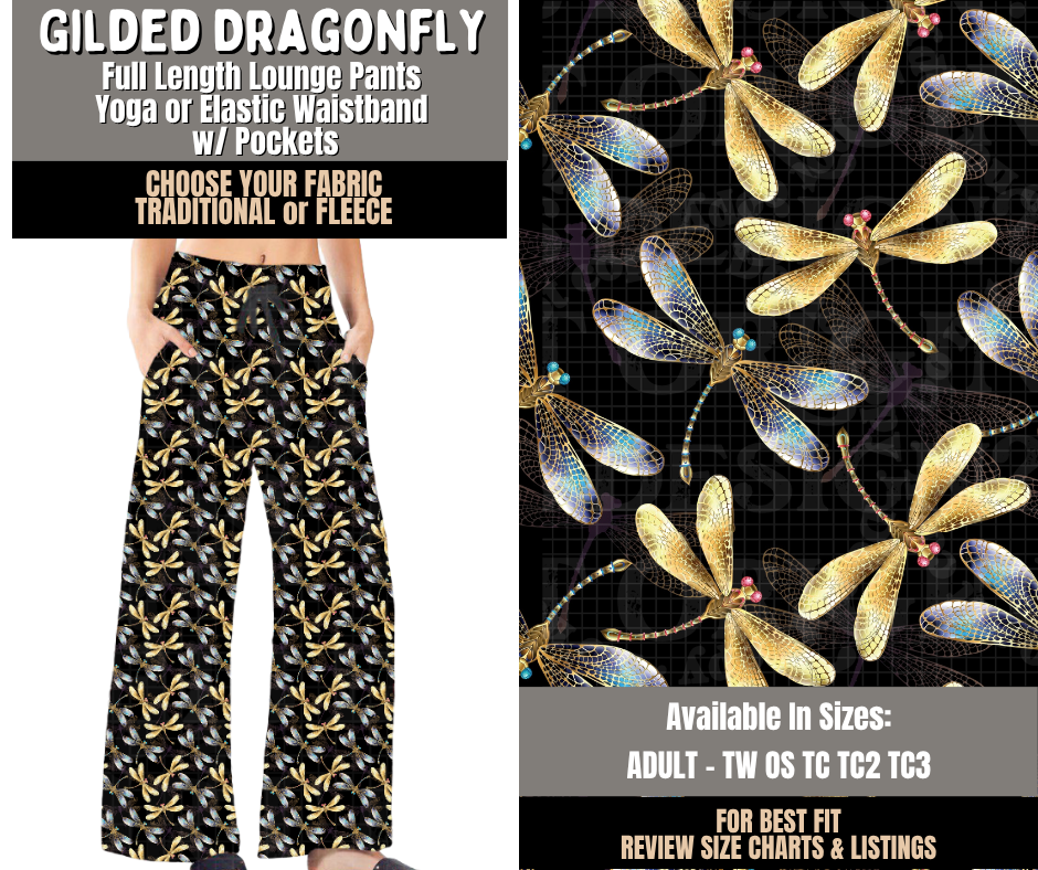 Preorder! Closes 10/28. ETA Jan. Gilded Dragonfly Lounge Pants Choose Fleece or Traditional