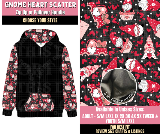 Preorder! Closes 10/15. ETA Jan. Gnome Heart Scatter Zip-Up or Pullover Hoodie