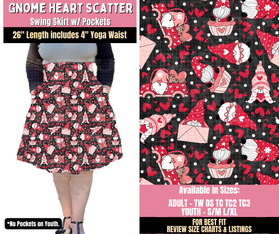 Preorder! Closes 10/15. ETA Jan. Gnome Heart Scatter Swing Skirt