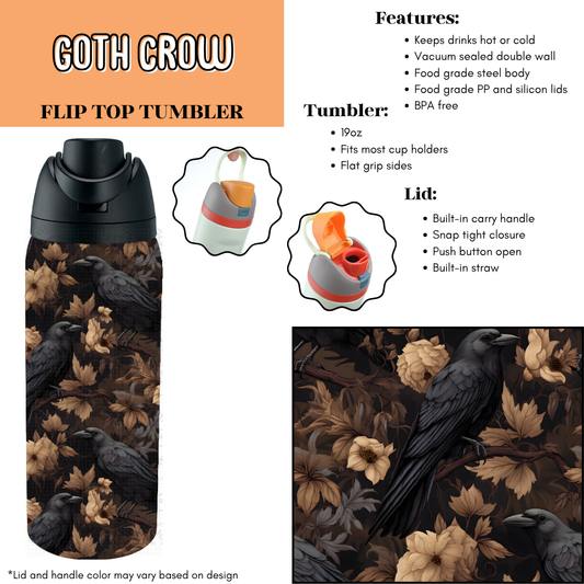 Goth Crow Flip Top Tumbler