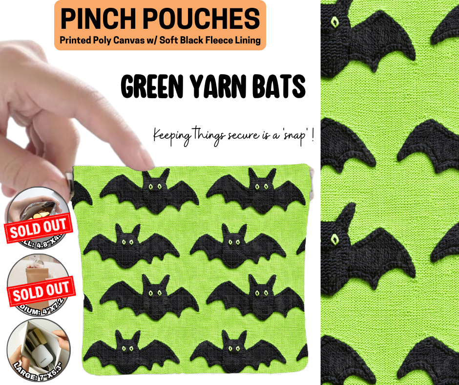 Green Yarn Bats Pinch Pouches