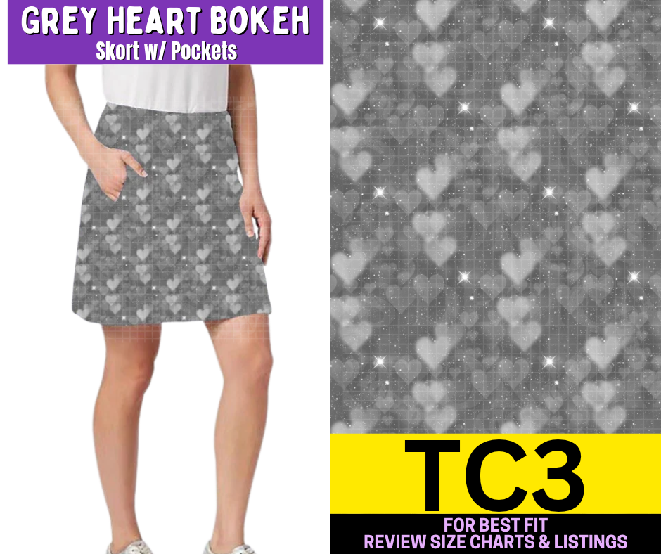 Grey Heart Bokeh Skort