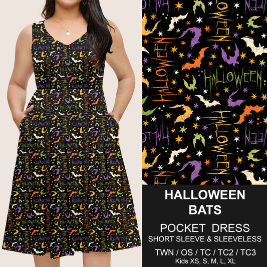 B302 - Preorder Halloween Bats Pocket Dress (Closes 7/24. ETA: early Oct)