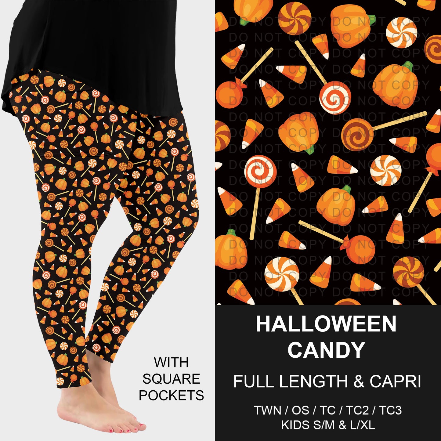 B307 - Preorder Halloween Candy Leggings w/ Pockets (Closes 8/02. ETA: early Oct.)