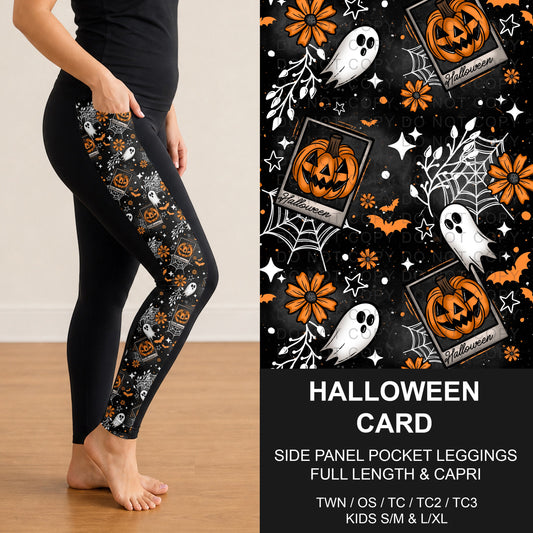 B295 - Preorder Halloween Card Side Panel Pocket Leggings (Closes 6/14. ETA: late Aug.)