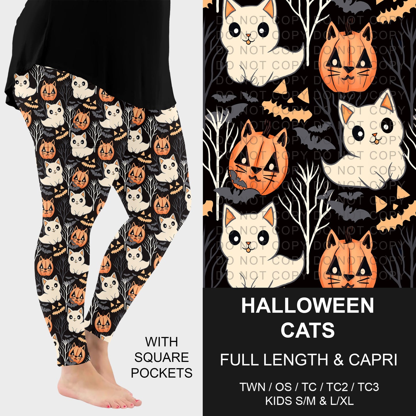 B295 - Preorder Halloween Cats Leggings w/ Pockets (Closes 6/14. ETA: late Aug.)