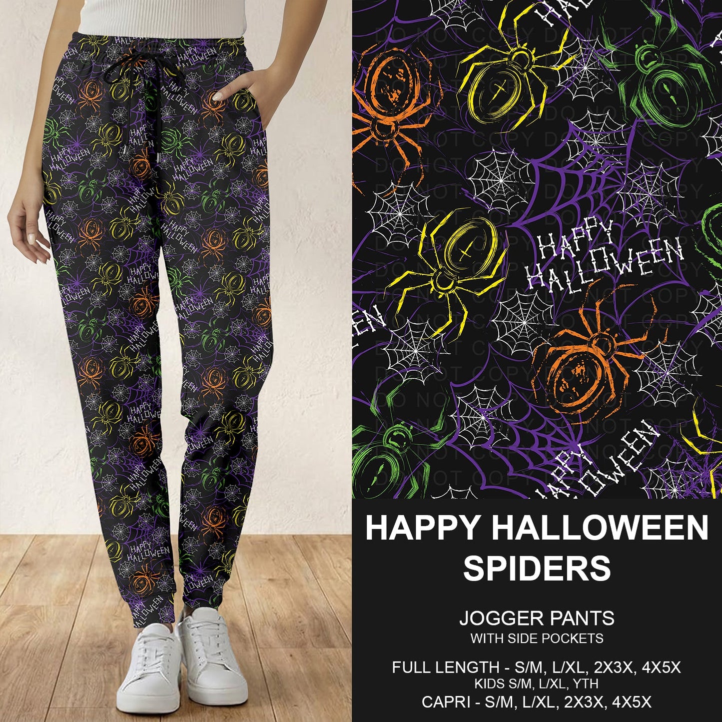 B305 - Preorder Happy Halloween Spiders Joggers (Closes 8/02. ETA: early Oct.)
