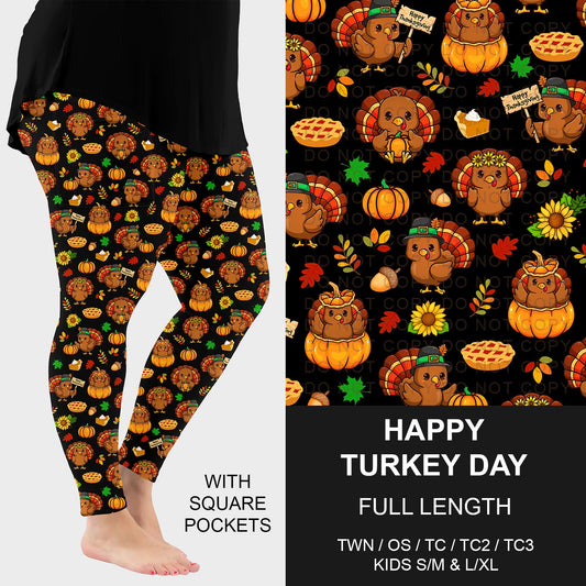B250 - Preorder Happy Turkey Day Leggings w/ Pockets (Closes 9/07. ETA early Nov.)