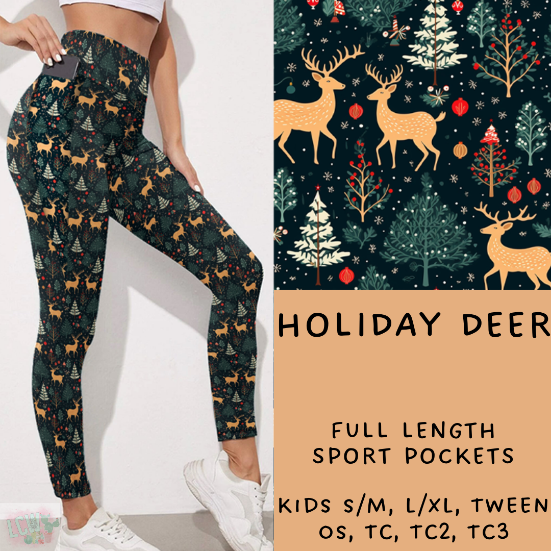 Ready To Ship - Holiday Deer  Leggings - Kids S/M