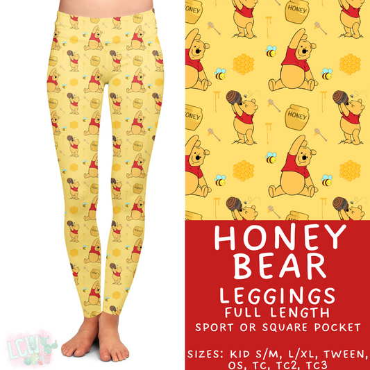 Ready to Ship - Honey Bear Full Length Leggings - Square Pocket TC