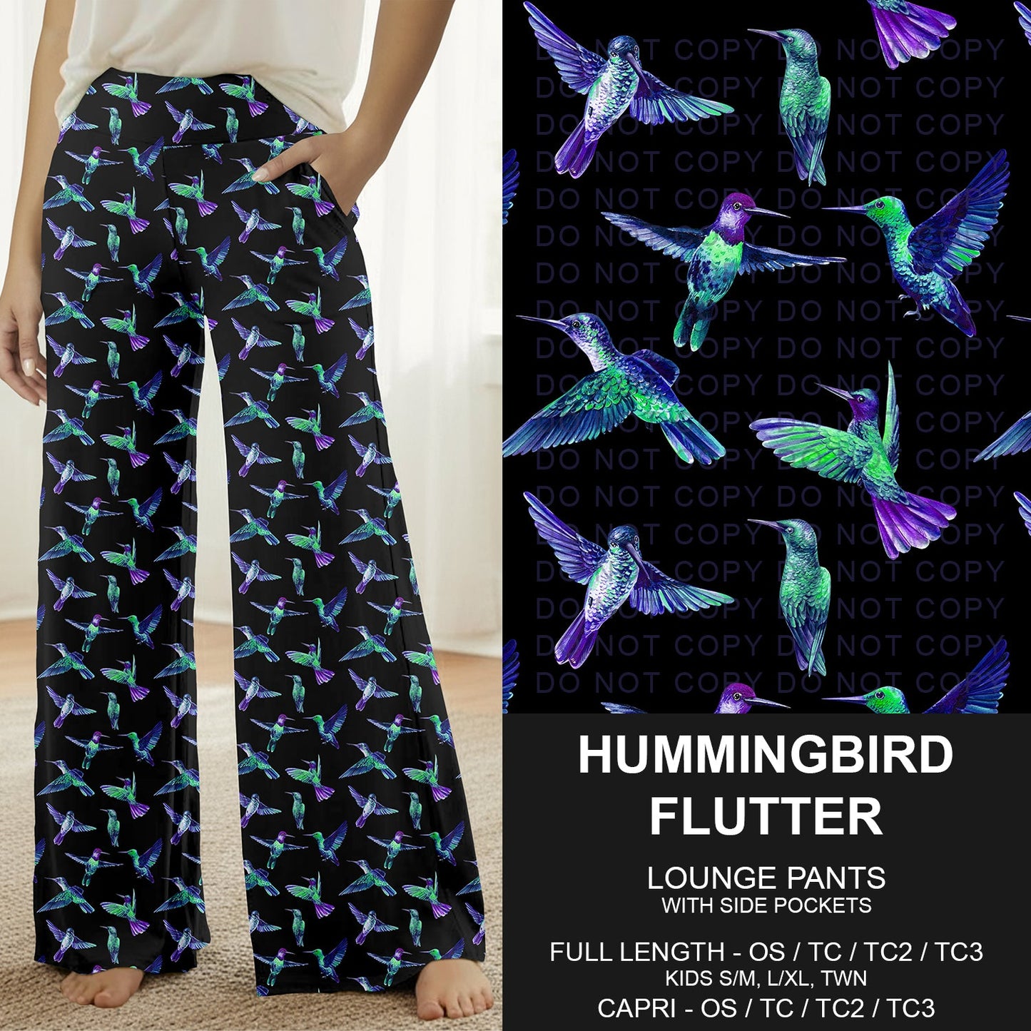 B293 - Preorder Hummingbird Flutter Lounge Pants (Closes 5/31. ETA: early Aug.)