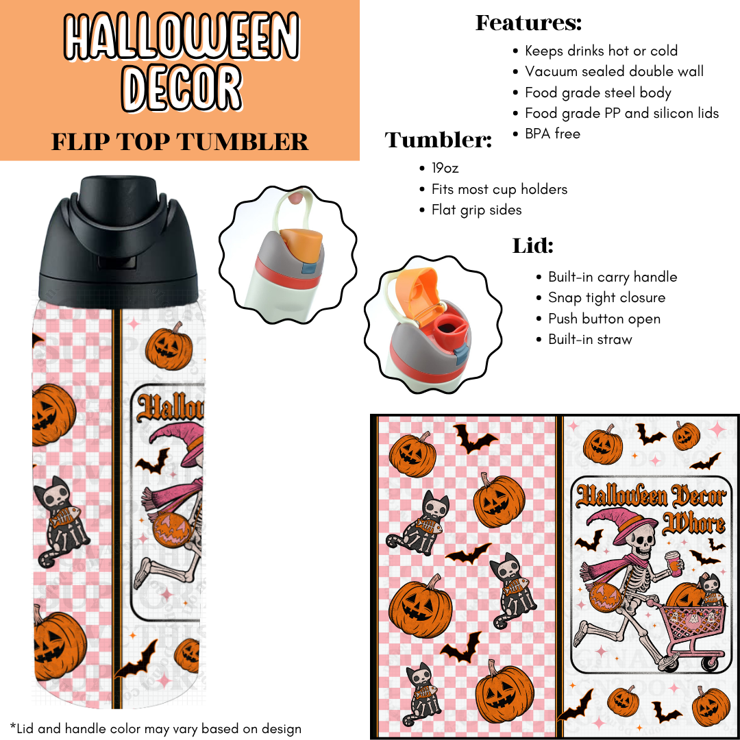 Halloween Decor Flip Top Tumbler