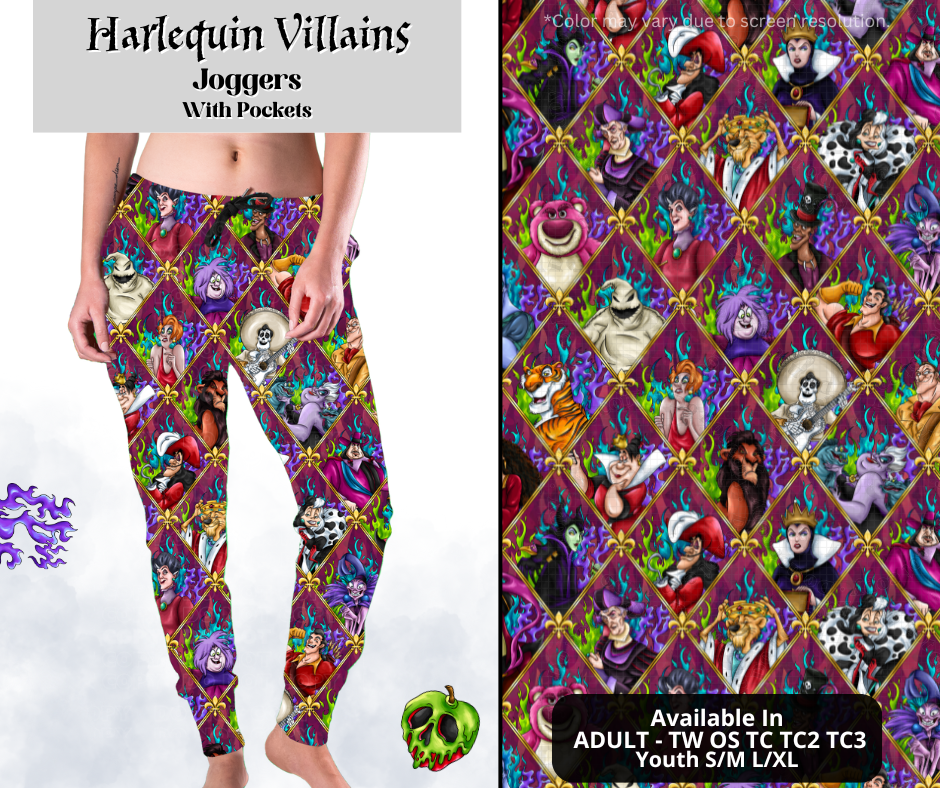 Preorder! Closes 3/28. ETA June. Harlequin Villains Joggers