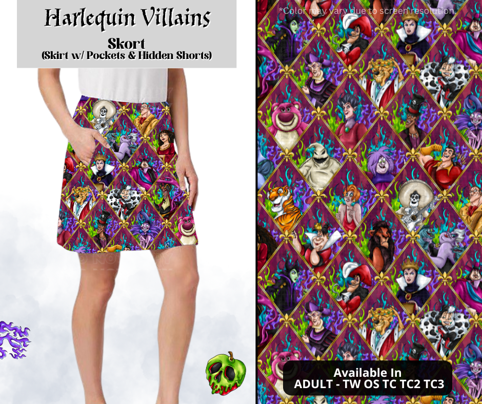 Preorder! Closes 3/28. ETA June. Harlequin Villains Skort