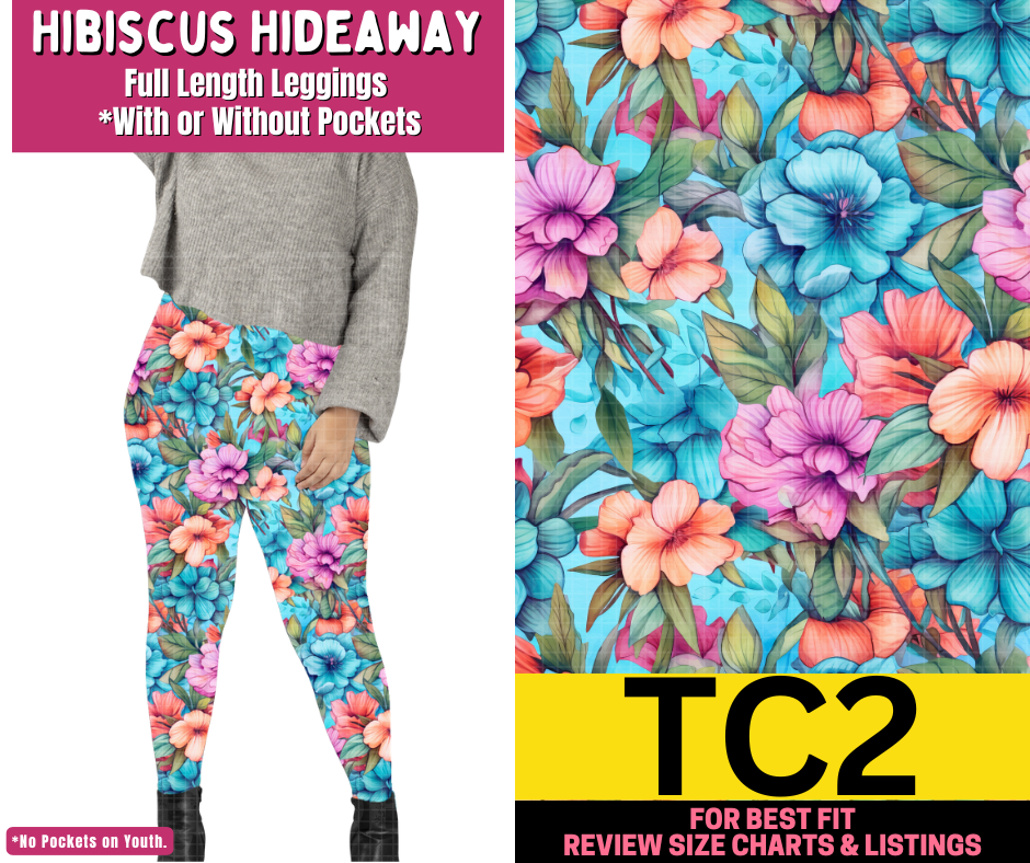 Hibiscus Hideaway Full Length Leggings w/ Pockets