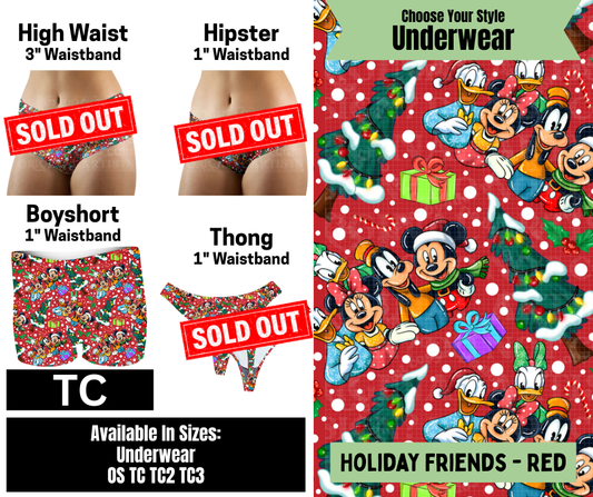 Holiday Friends - Red  Boyshort Underwear