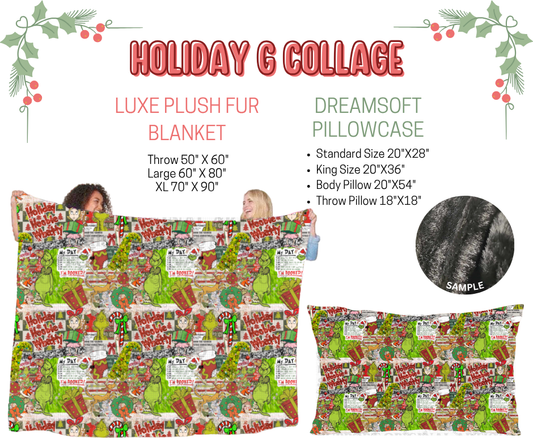 Preorder! Closes 9/3. ETA Dec. Holiday G Collage Luxe Plush Fur Blanket and/or DreamSoft Pillowcase