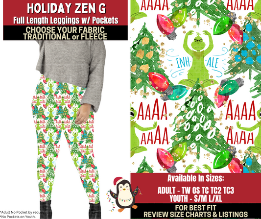 Preorder! Closes 9/4. ETA Dec. Holiday Zen G Leggings Choose Fleece or Traditional