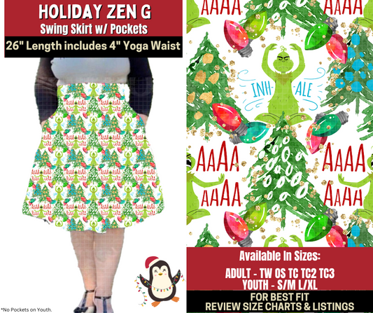 Preorder! Closes 9/4. ETA Dec. Holiday Zen G Swing Skirt