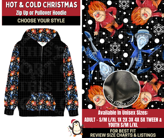 Preorder! Closes 9/4. ETA Dec. Hot & Cold Christmas Zip-Up or Pullover Hoodie