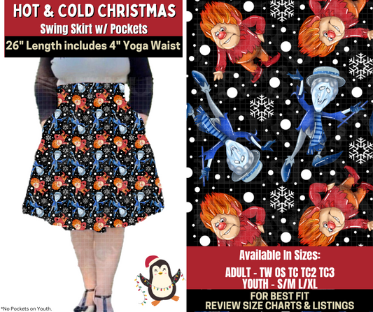 Preorder! Closes 9/4. ETA Dec. Hot & Cold Christmas Swing Skirt