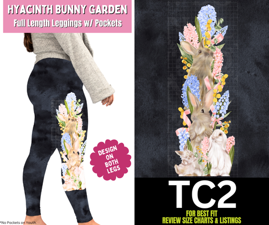 Hyacinth Bunny Garden Full Length Leggings w/ Side Leg Designs