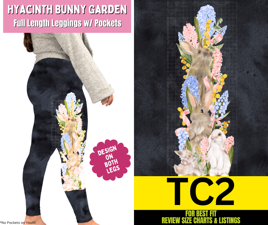 Hyacinth Bunny Garden Full Length Leggings w/ Side Leg Designs