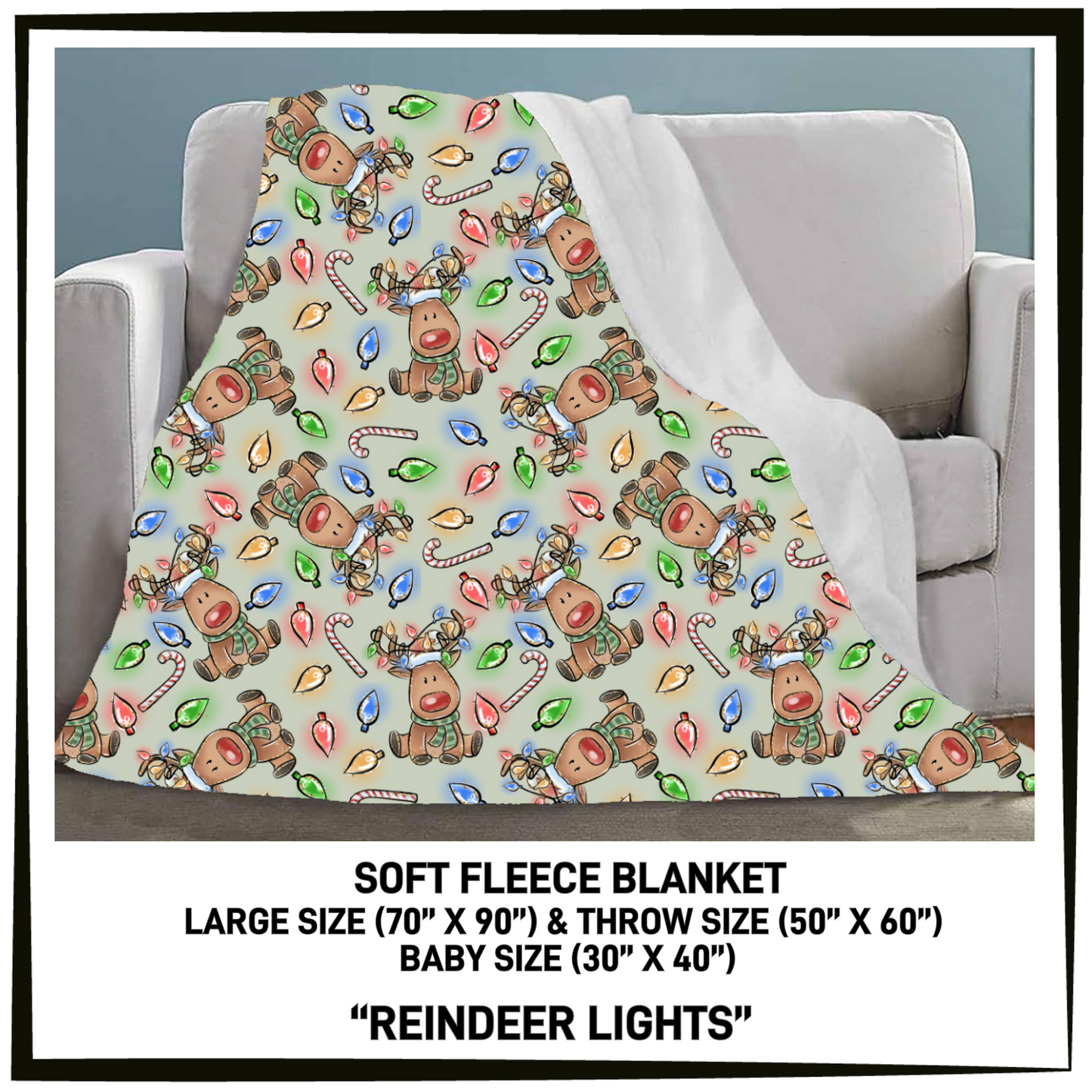 FC7B - Reindeer Lights Fleece Blanket - Preorder Closing 8/26 ETA: Late Oct