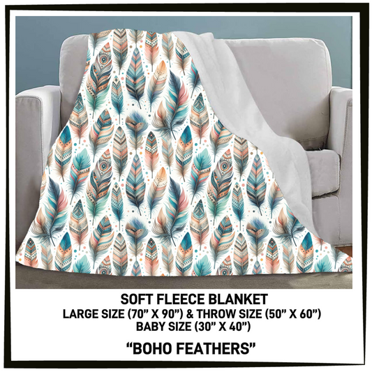 FC7B - Boho Feathers Fleece Blanket - Preorder Closing 8/26 ETA: Late Oct
