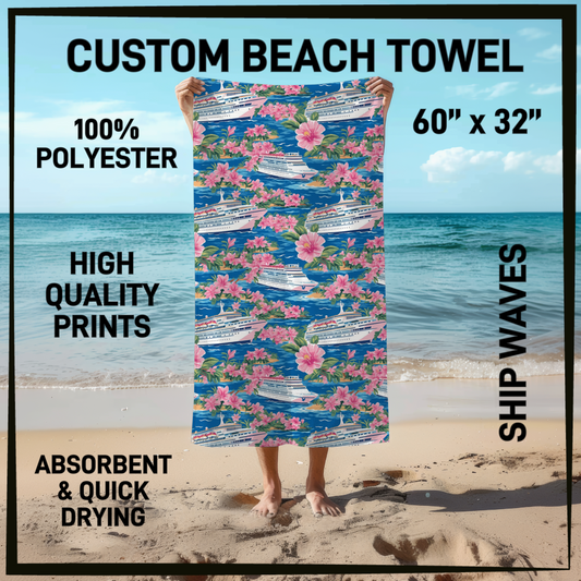 B9TW - Ship Waves Beach Towel - Preorder Closing 6/2 ETA: Early August