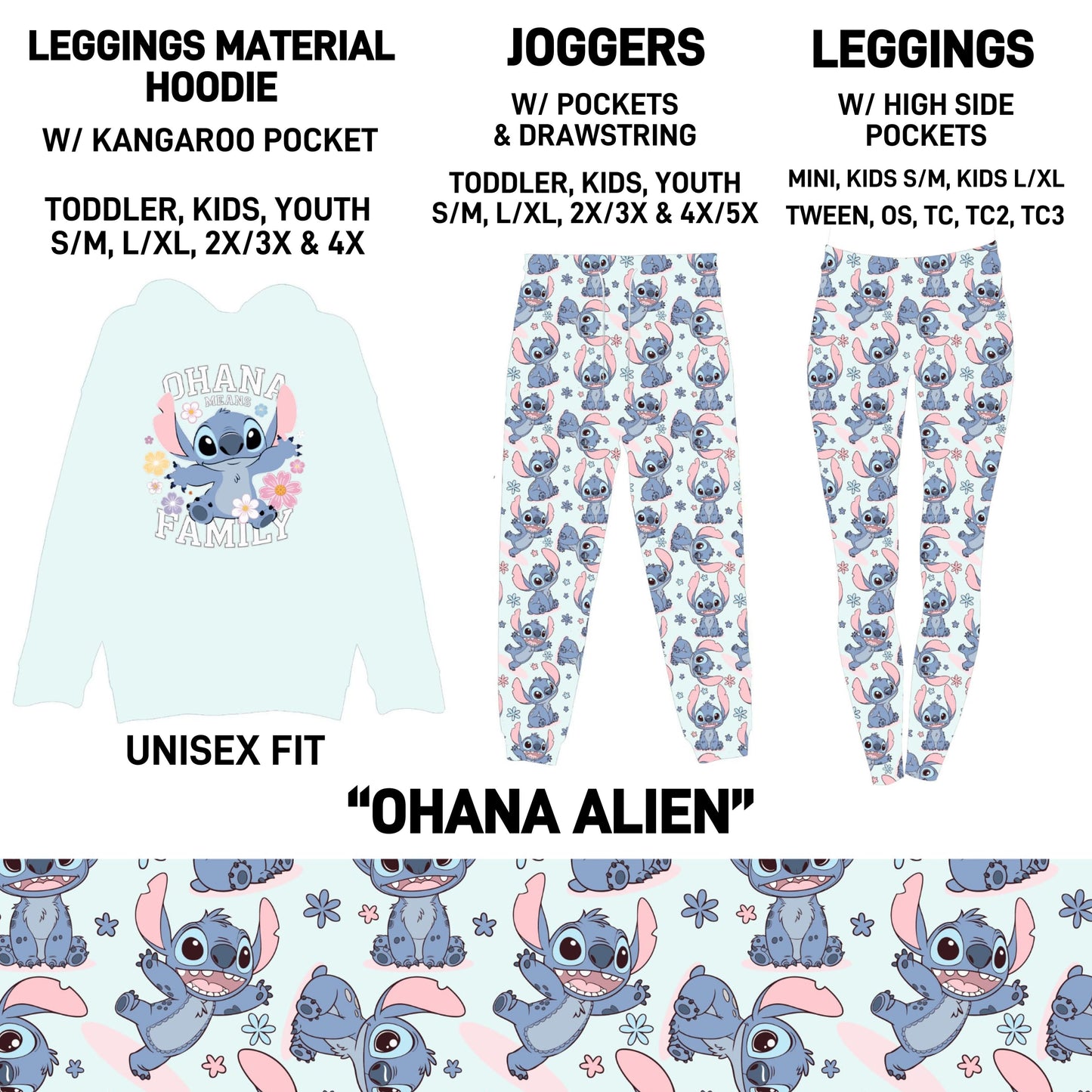 HD2S - Ohana Alien Leggings Material Hoodie/Leggings/Full Joggers - Preorder ETA: Late Oct