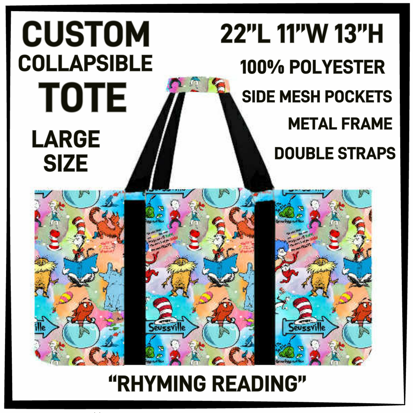 CT16 - Rhyming Reading Collapsible Tote - Preorder Closing 1/13 ETA: Mid March