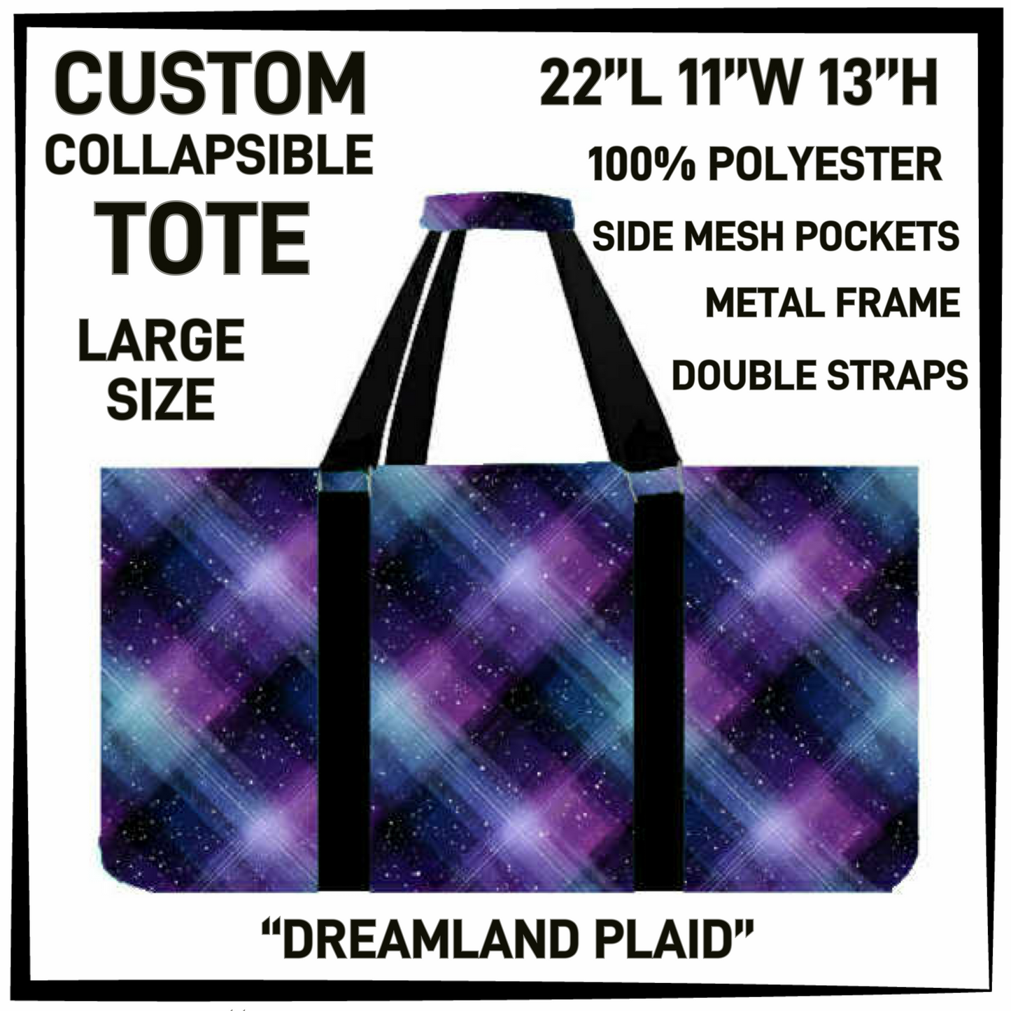 CT16 - Dreamland Plaid Collapsible Tote - Preorder Closing 1/13 ETA: Mid March
