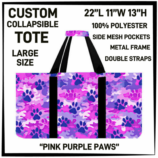 CT16 - Pink Purple Paws Collapsible Tote - Preorder Closing 1/13 ETA: Mid March